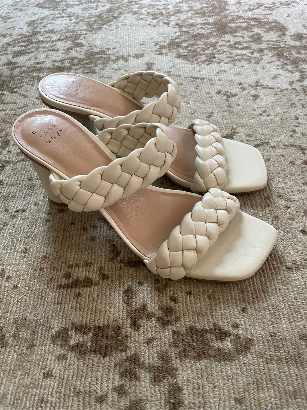 a new day Braided Double-Strap Block Heel Mules in Ivory
